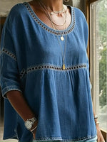 Casual Webbing Denim Top