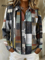 Mixed And Match Graphic Decorative Patterns Casual Shirt Collar Long Sleeve Sweater