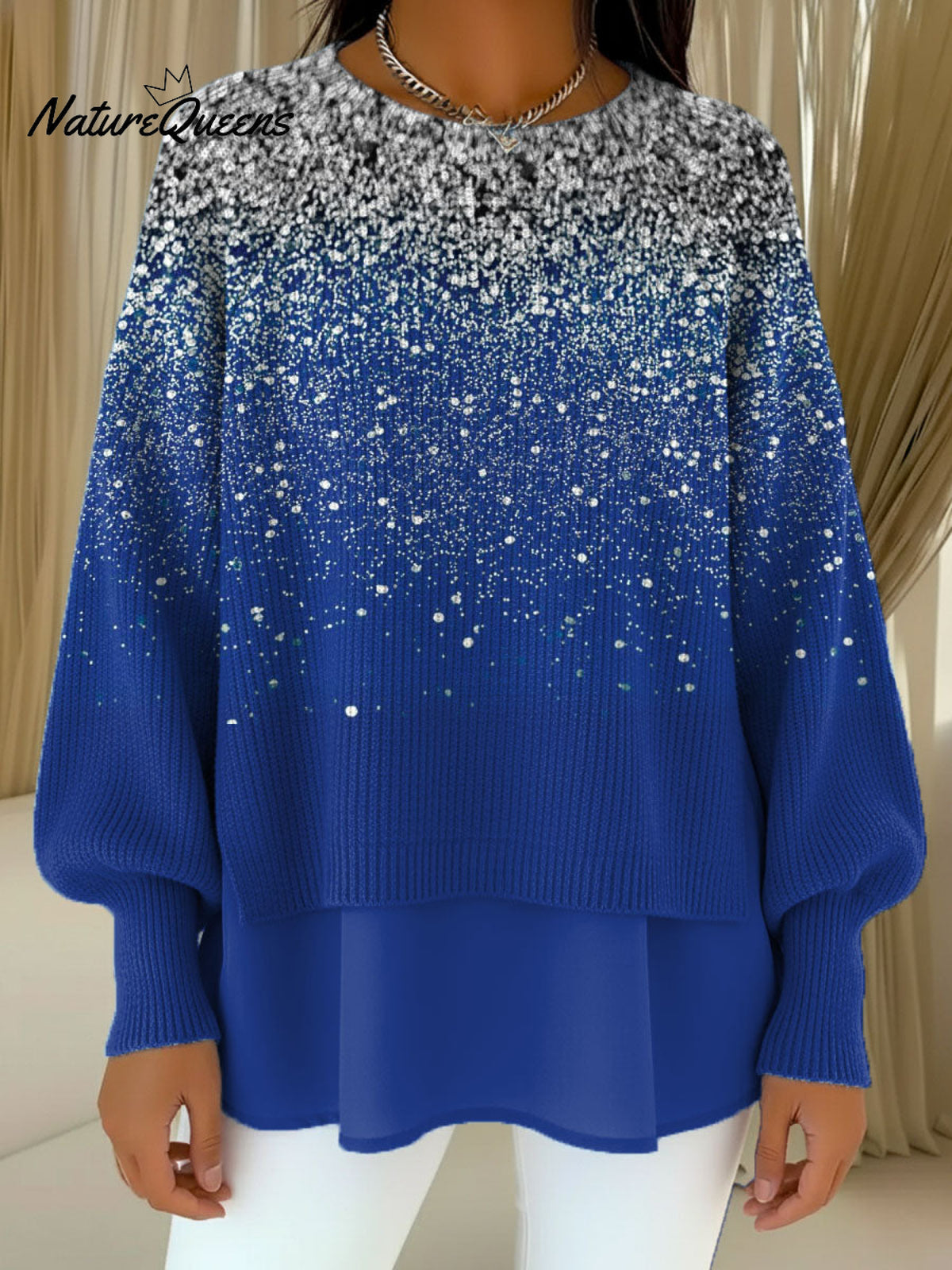 Winter Festival Celebrations Are Dazzling Decorative Pattern Women's Casual Round Collar Long Sleeve Sweater