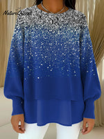 Winter Festival Celebrations Are Dazzling Decorative Pattern Women's Casual Round Collar Long Sleeve Sweater