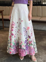 Women's colorful floral print A-line skirt