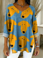 Women's Funny Dogs Pattern Art Print Casual Denim Shirt