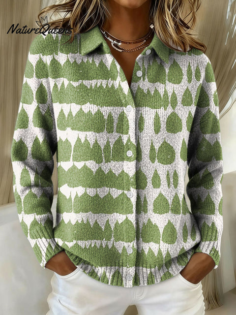 Women's Geometry Color Gradient Pattern Print Cowl Neck Sweater