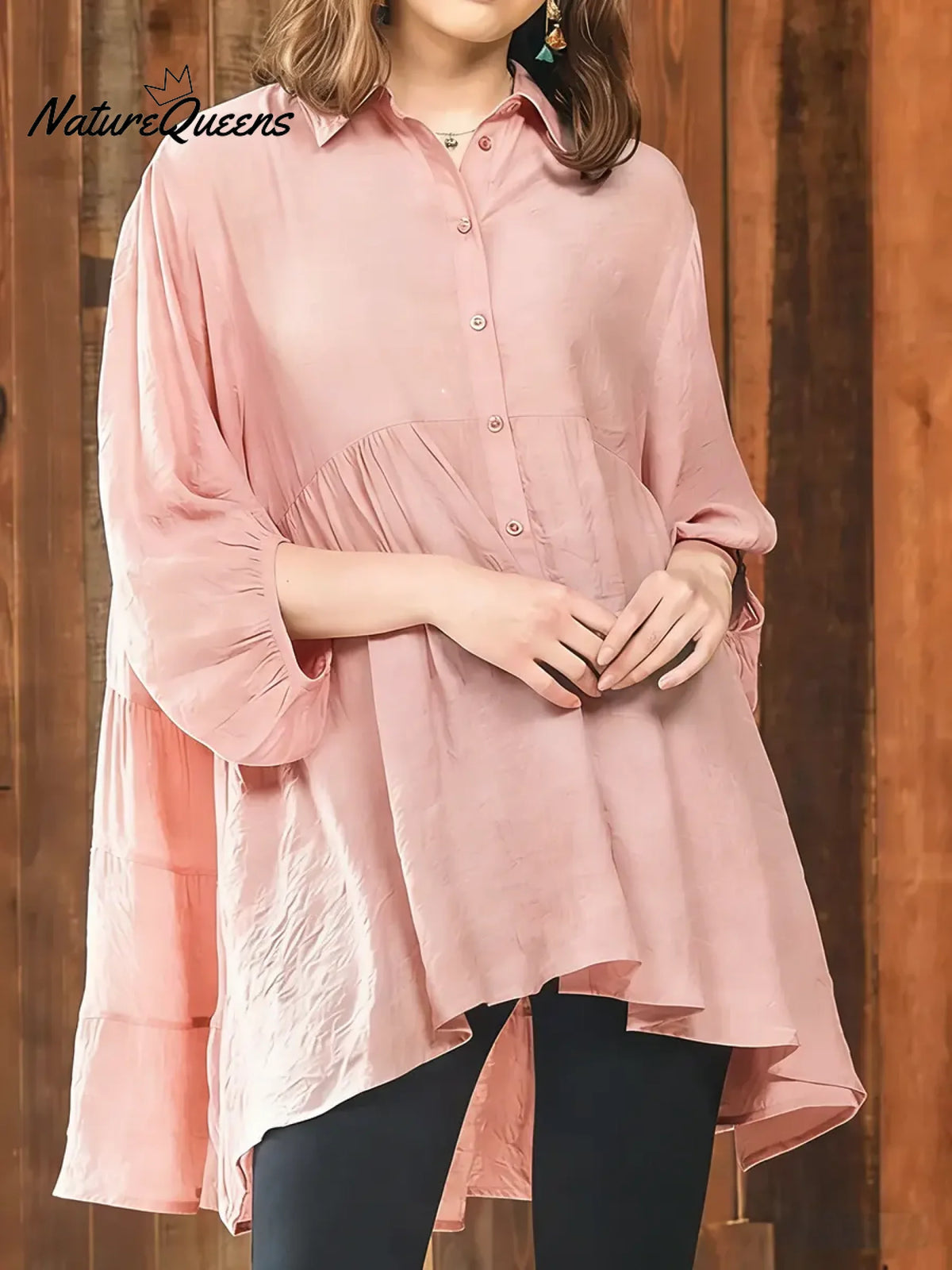 Women's Solid Color Lapel Long-sleeved Casual Loose Cotton Shirt