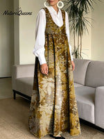 Women's Simple Flowers Pattern Art Print Casual Cotton Denim Dress