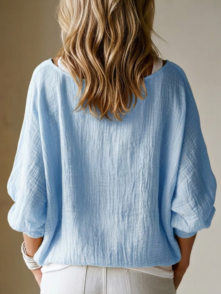 Classic Casual Linen And Cotton Top