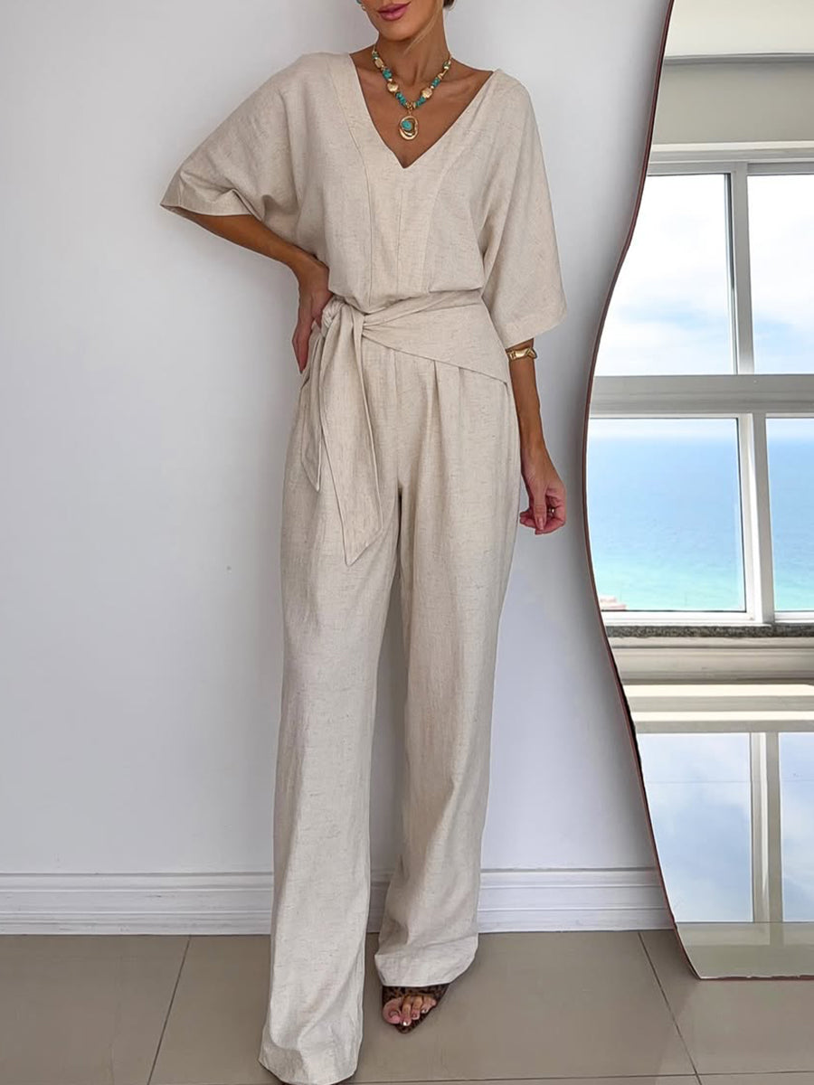 Women's Linen And Cotton Jumpsuit