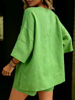 Cozy Loose-fit Cotton-linen Two-piece Set