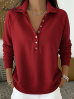 Women's Casual Solid Color Pullover Cotton Sweatshirt