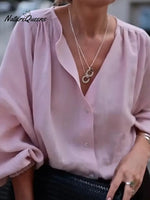 Effortless Elegance Lantern Sleeve Button-up Shirt