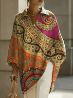 Women's Color Stripes Patterns V-neck Long-sleeved Casual Loose-fitting Knitted Pullover Sweater