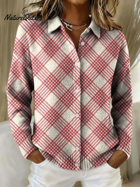 Red line checkered decorative pattern Sweater