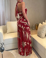 Elegant Artistic Print Fitted Stretch Mesh Dress