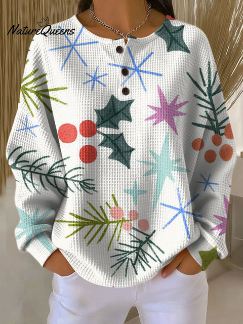 Women's Christmas Pattern Art Print Casual Cotton Shirt