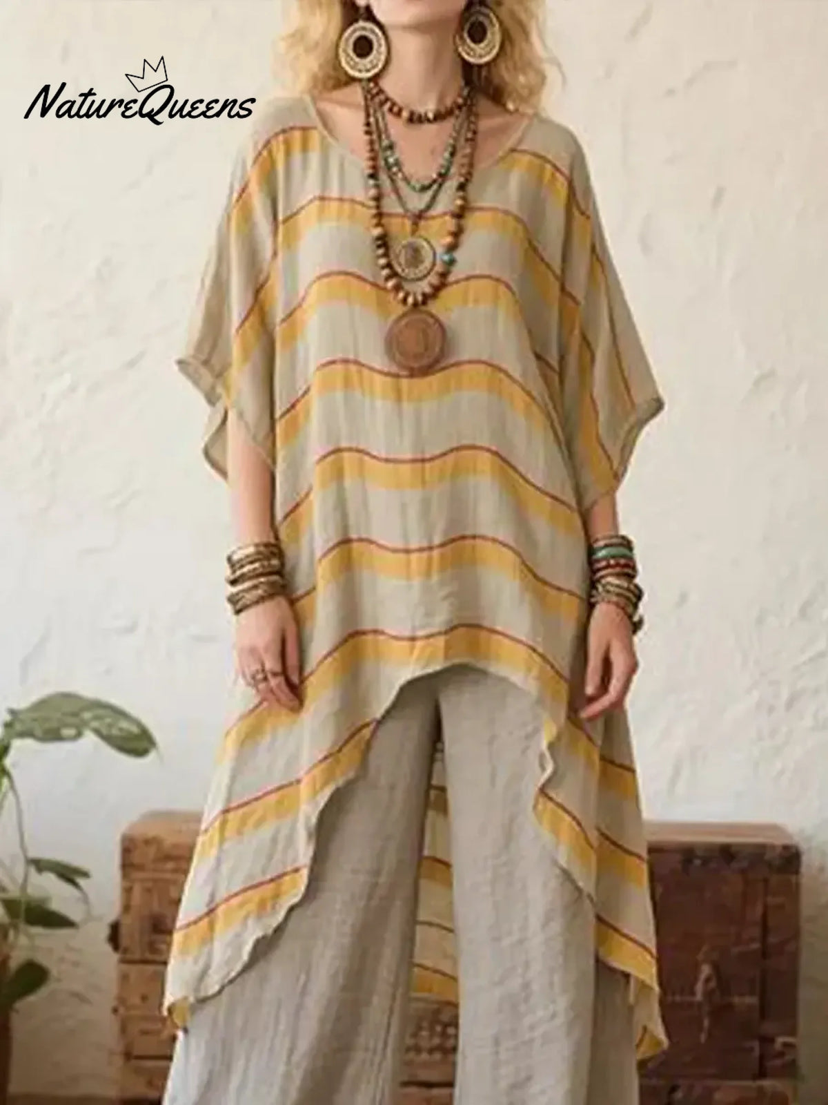 Women's Loose-fitting Cotton And Linen Top, Shorter In The Front And Longer In The Back