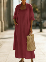 Minimalist Linen-cotton Two-piece Set - Comfortable For Everyday Wear