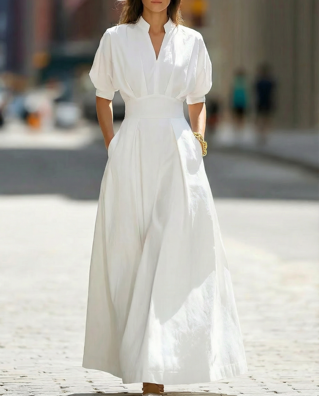 White Structured Longline Tailored Fit - Maxi Dress