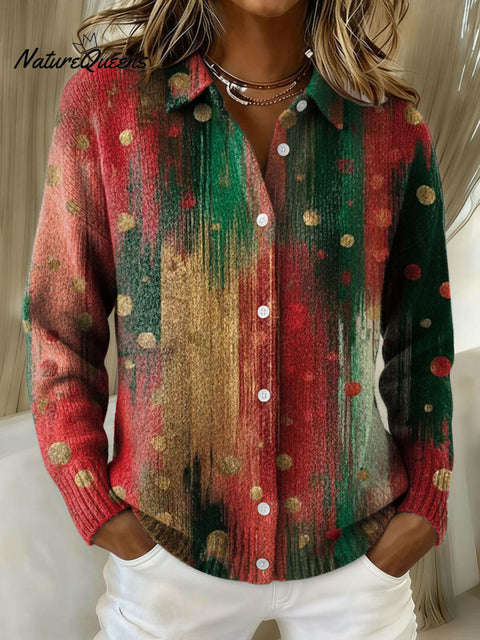 Women's Christmas Abstract Art Pattern Print Cowl Neck Sweater