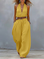 Casual Linen And Cotton Sleeveless Jumpsuit