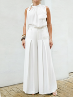 Elegant Halter Top And Wide-leg Pants Two-piece Set