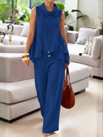 Women's Cozy Linen And Cotton Sleeveless Top And Pants Two-piece Set