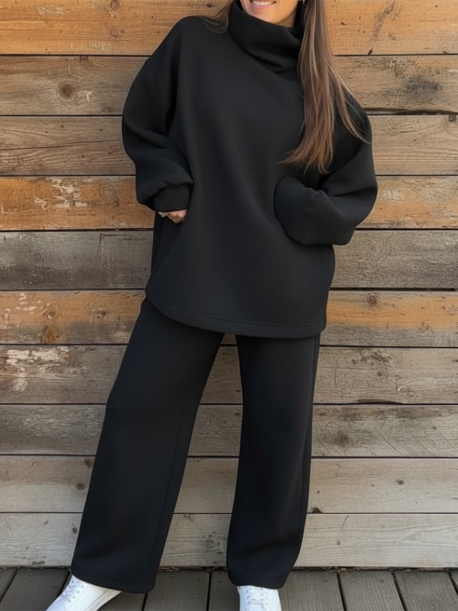 Cozy Sweatshirt And Wide-leg Pants Two-piece Set