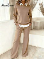 Women's Comfortable Pullover Sweater And Pants Two-piece Set