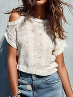 Casual Open-knit Cotton Top