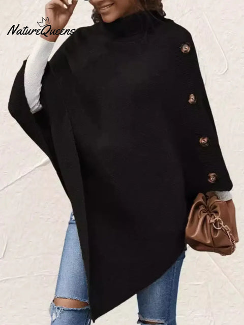 Women's Solid Color Turtleneck Three-quarter Sleeve Casual Loose Knit Top