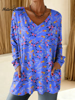 Women's Floral Pattern Art Print Casual Cotton T-shirt