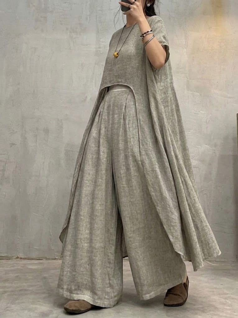 Women's Casual Irregular Design Cotton Linen Set