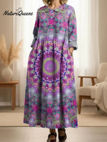 Women's Vintage Pattern Art Print Casual Cotton Dress