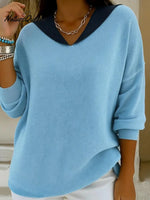 Retro Sailor Collar Color-blocked Sweater