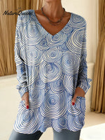 Women's Abstract Pattern Art Print Casual Cotton T-shirt