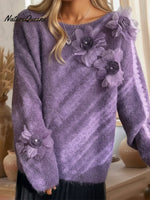 Fairyland Flower Decoration Cozy Pullover Sweater