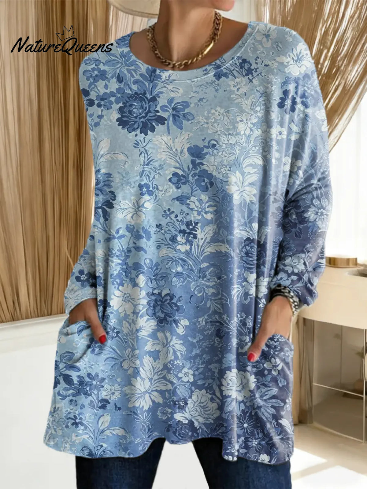 Women's Floral Pattern Art Print Casual Cotton T-shirt