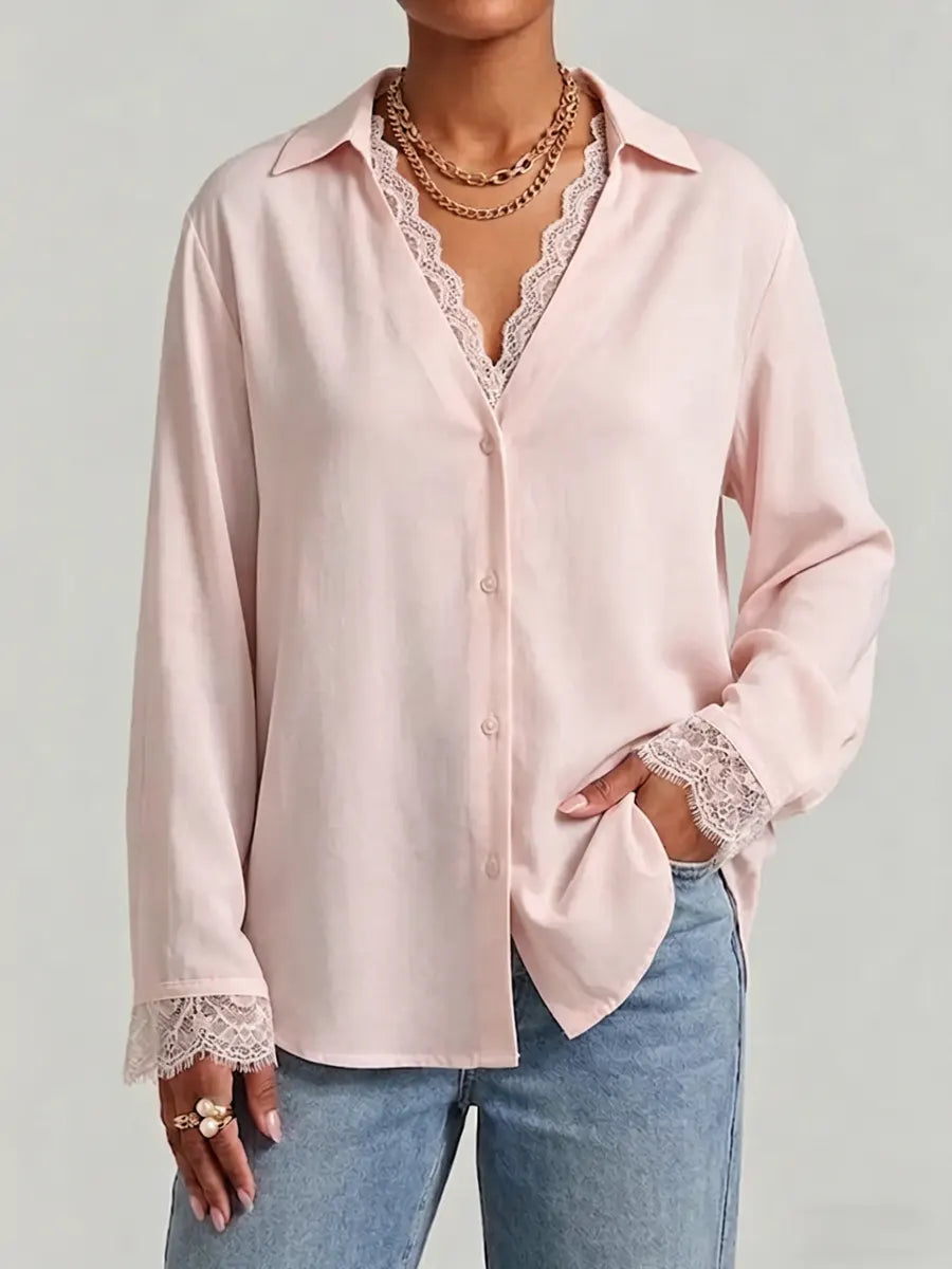 Simple Lace-trimmed Shirt