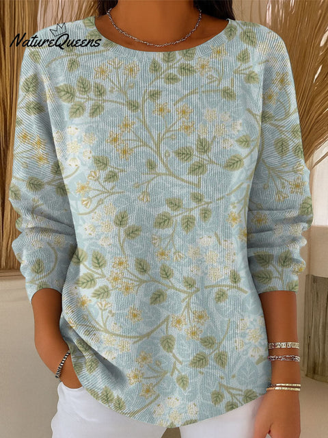Women's Color Flowers Gradient Casual Pullover Sweater