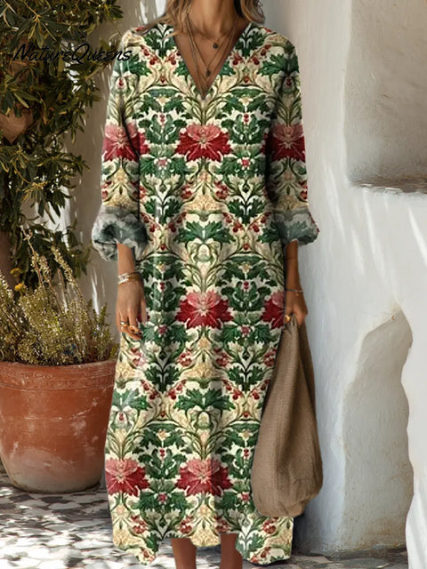 Women's Floral Art Print Casual Cotton Dress