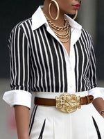 Elegant Artistic Striped Print Shirt