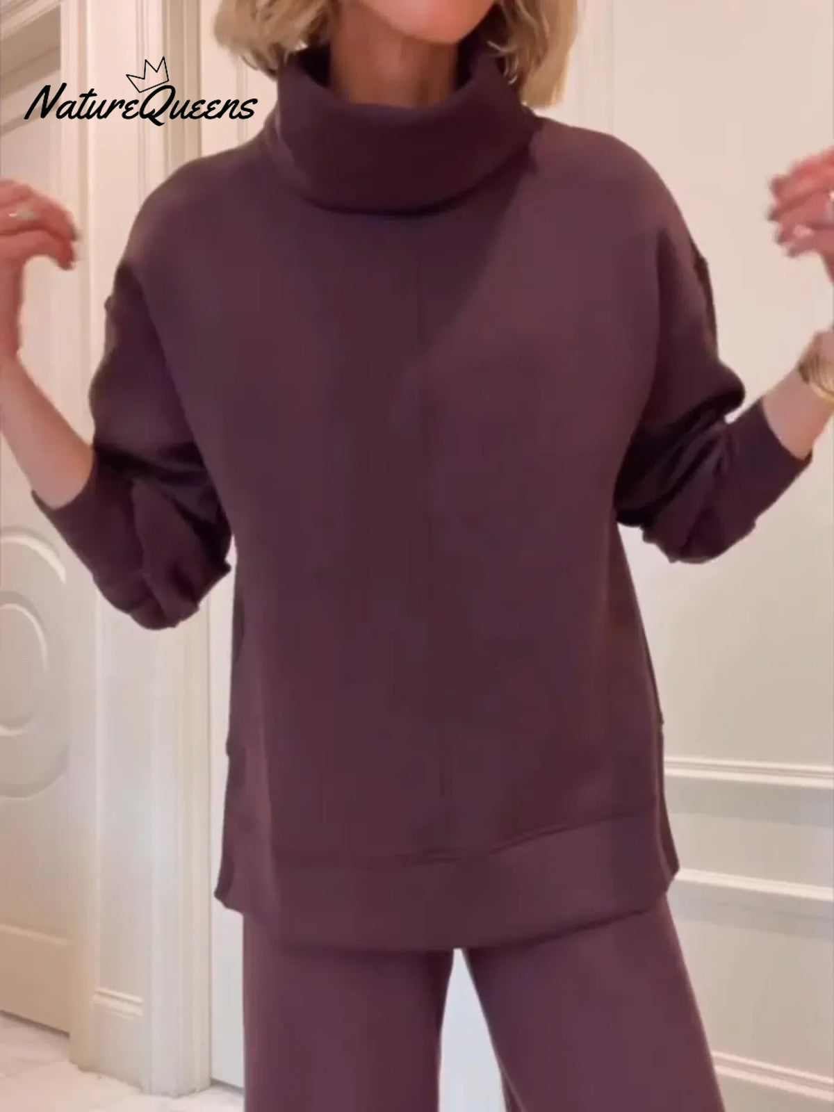 Casual Cozy Travel Outing Two-piece Set (top And Pants)