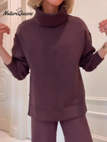 Casual Cozy Travel Outing Two-piece Set (top And Pants)