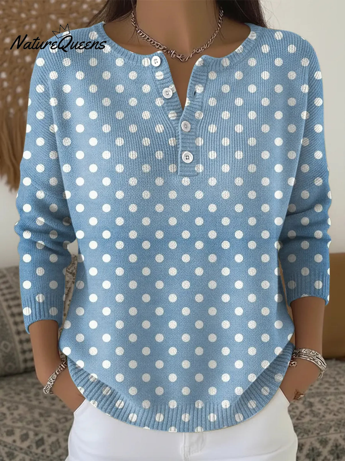 Women's Cute Polka Dots Casual Printed Sweater