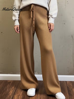 Casual Soft Solid Color Knit Straight-leg Pants