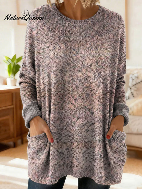 Women's Gradient Pattern Art Print Casual Cotton Knitted Sweater