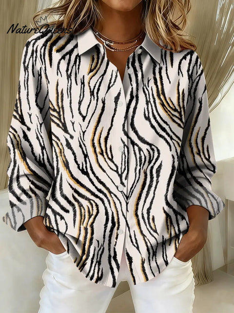 Women's Abstract Pattern Art Print Casual Cotton Shirt