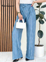 Women's Solid Color High-waisted Drawstring Casual Loose Wide-leg Pants