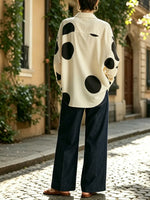 Women's Polka Dot Long-Sleeve Shirt – Relaxed-Fit Casual Blouse