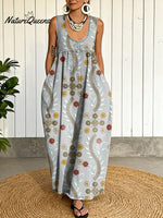 Women's Vintage Flower Pattern Art Print Casual Cotton Denim Dress