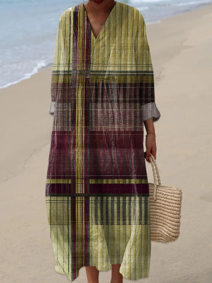 Women's Minimalist Lines Print Casual Dress